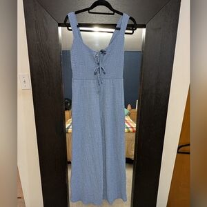 See You Monday Textured Blue Jumpsuit